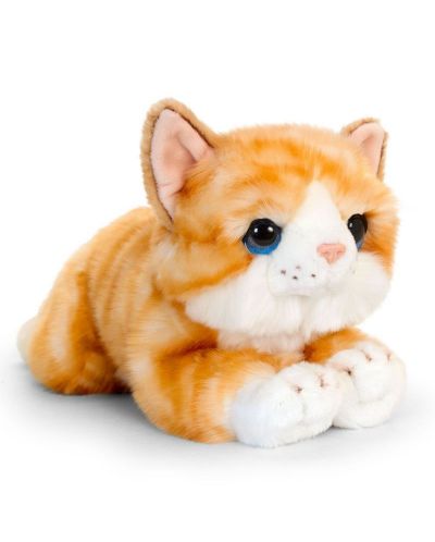 Плюшено легнало коте Keel Toys - Рижаво, 25 cm - 1