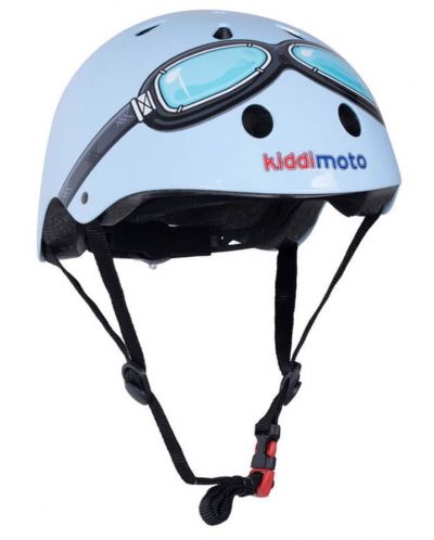 Детска вело каска Kiddimoto - Мото очила, синя, M - 1