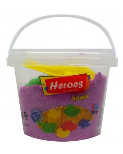 Пясък за игра в кофа Heroes - Лилав цвят, 300 g