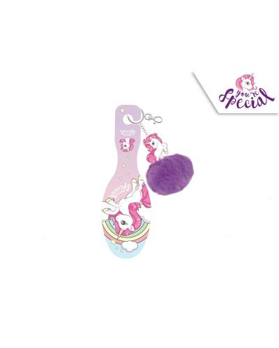 Четка за коса Kids Licensing - Unicorn, с ключодържател, пух