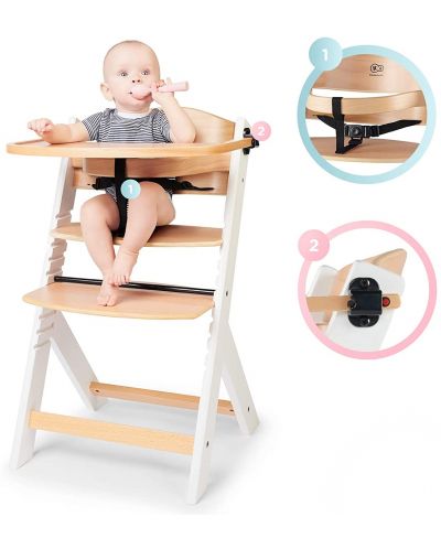 Столче за хранене KinderKraft - Enock, дървено/бели крака - 6