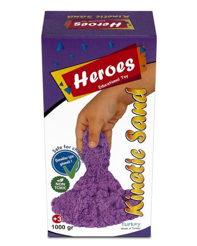 Кинетичен пясък в кутия Heroes - Лилав цвят, 1000 g - 1