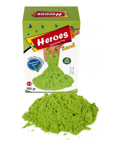 Кинетичен пясък в кyтия Heroes - Зелен цвят, 500 g - 2