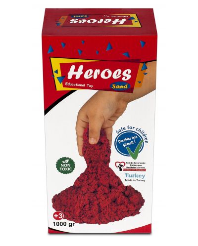 Пясък за игра в кутия Heroes - Червен цвят, 1000 g
