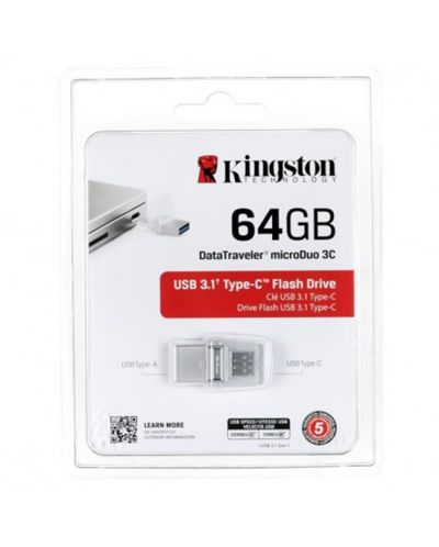 Флаш памет Kingston - DT microDuo 3C, 64GB, USB 3.1 Type-C - 1
