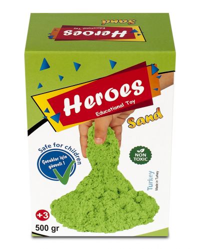 Кинетичен пясък в кyтия Heroes - Зелен цвят, 500 g - 1