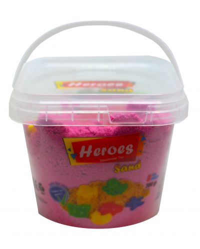 Пясък за игра в кофа Heroes - Розов цвят, 300 g
