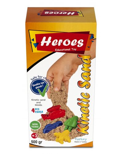 Пясък за игра в кyтия Heroes - Натурален цвят, с 4 фигурки