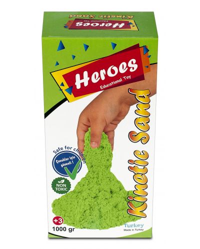 Пясък за игра в кутия Heroes - Зелен цвят, 1000 g
