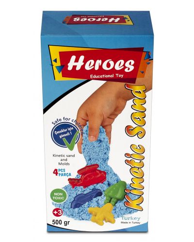 Пясък за игра в кyтия Heroes - Син цвят, с 4 фигурки