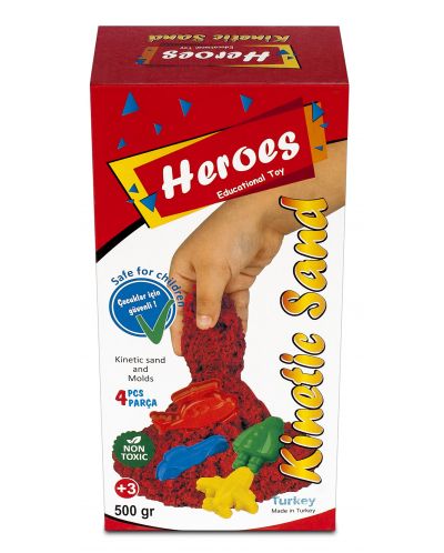 Пясък за игра в кyтия Heroes - Червен цвят, с 4 фигурки