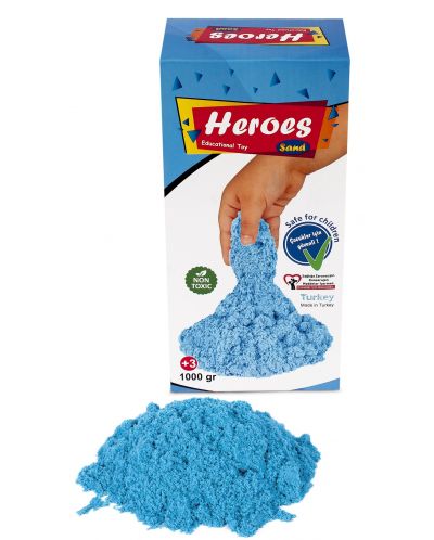 Кинетичен пясък в кутия Heroes - Син цвят, 1000 g - 2