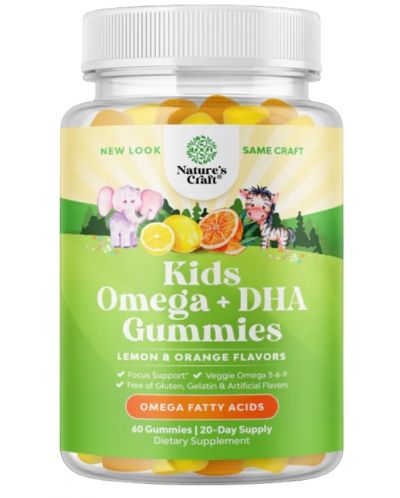 Kids Omega + DHA Gummies, 60 желирани таблетки, Nature's Craft - 1