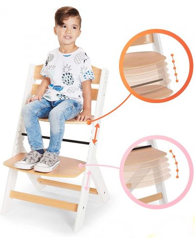 Столче за хранене KinderKraft - Enock, дървено/бели крака - 7