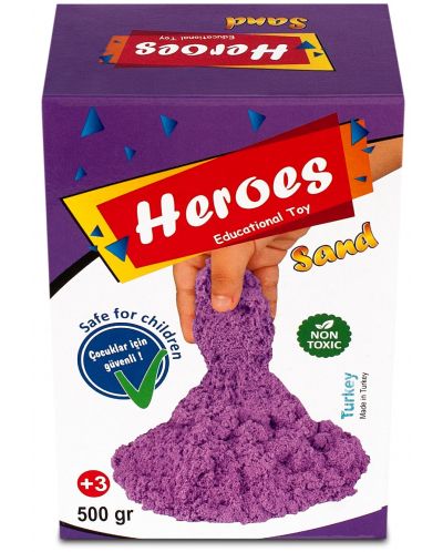 Кинетичен пясък в кyтия Heroes - Лилав цвят, 500 g - 1