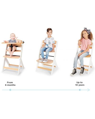 Столче за хранене KinderKraft - Enock, дървено/бели крака - 8
