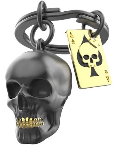 Ключодържател Metalmorphose - Black Skull with playing card - 1