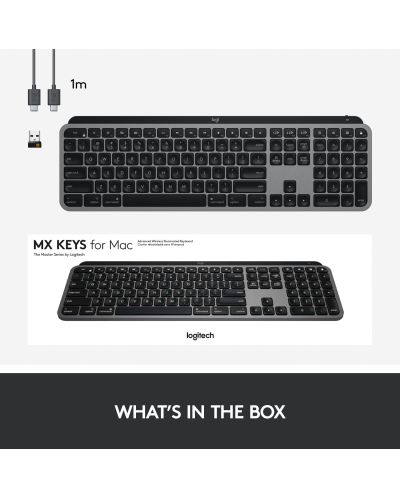 Клавиатура Logitech - MX Keys For Mac, безжична, Space Grey - 13
