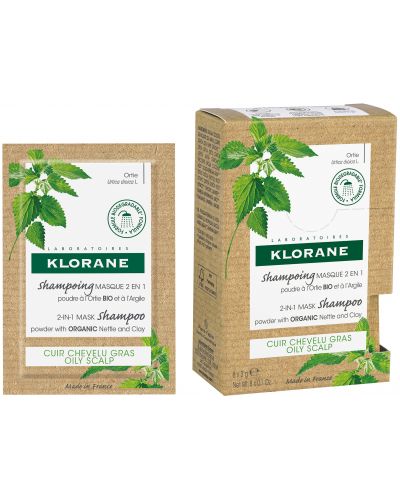 Klorane Nettle 2 в 1 Прахообразна маска-шампоан, 8 x 3 g - 3