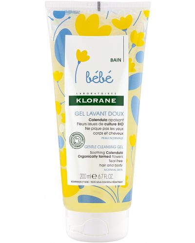 Klorane Bebe Calendula Комплект - Измиващ гел и Защитна пудра, 200 ml + 100 g (Лимитирано) - 2