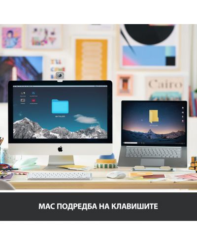Клавиатура Logitech - MX Keys Mini for Mac, безжична, сива - 3