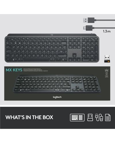 Клавиатура Logitech - MX Keys, безжична, Graphite - 11