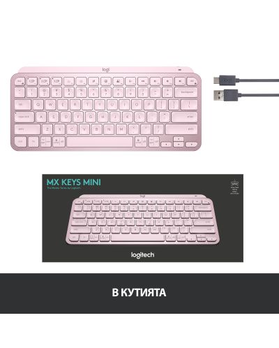 Клавиатура Logitech - MX Keys Mini, безжична, розова - 11