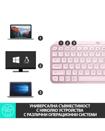 Клавиатура Logitech - MX Keys Mini, безжична, розова - 8