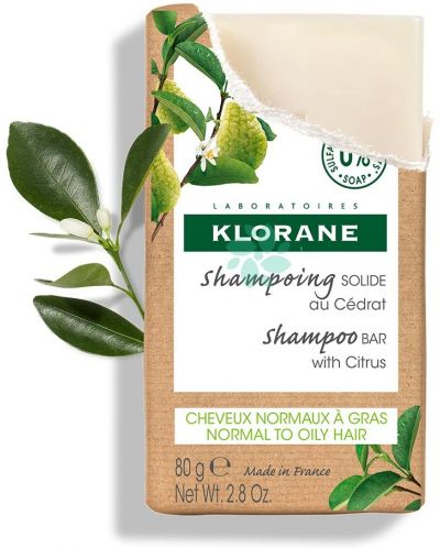 Klorane Cedrat Енергизиращ твърд шампоан, 80 g - 2