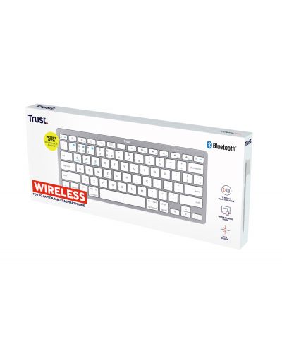 Клавиатура Trust - Basics Bluetooth, безжична, сребриста - 4