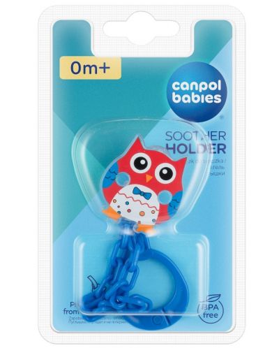 Клипс за залъгалка Canpol - Owl, със синджир, червен - 2