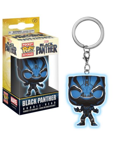 Ключодържател Funko Pocket Pop! Movies: Black Panther - Black Panther, 4cm (Glow) - 2