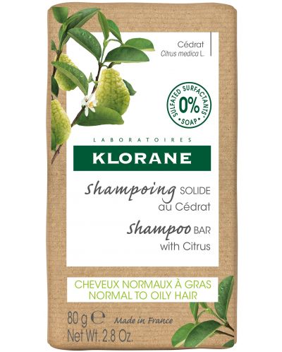 Klorane Cedrat Енергизиращ твърд шампоан, 80 g - 1