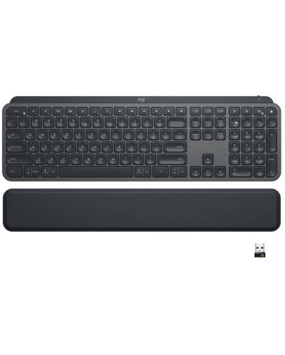 Клавиатура Logitech - MX Keys palm rest, безжична, черна - 1