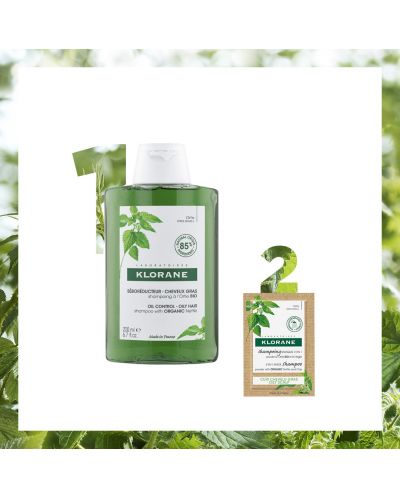 Klorane Nettle Комплект - Шампоан и Прахообразна маска-шампоан, 200 ml + 8 х 3 g (Лимитирано) - 2