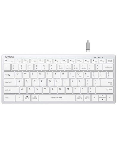 Клавиатура A4tech - FStyler FBX51C, безжична, Grayish White - 1
