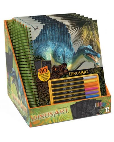 Книжка за оцветяване с черни страници DinosArt - Динозаври - 4