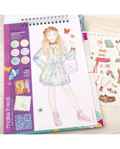 Книжка със стикери и шаблони Make it Real - Дневник на дизайнера, Флорална мода - 5