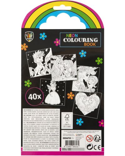 Комплект книжка за оцветяване с маркери Grafix - Неон - 2