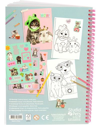 Книжка за оцветяване със стикери Studio Pets - A4, кученце - 2