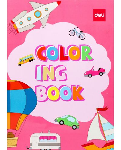 Книжка за оцветяване Deli EN047 - Превозни средства - 1