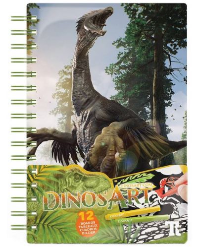 Книжка за оцветяване с кадифе DinosArt - Динозаври - 1