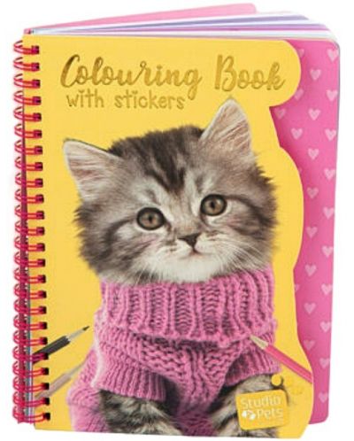 Книжка за оцветяване със стикери Studio Pets - A5, коте - 1