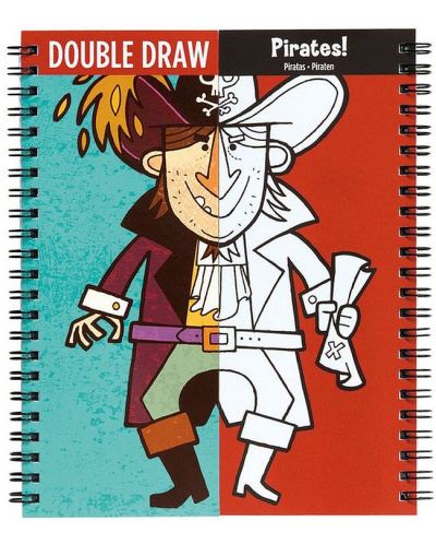 Книжка за рисуване и оцветяване Mudpuppy Double Draw - Пирати