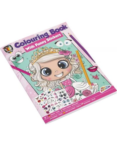 Книжка за оцветяване Grafix Colouring - А4, със стикери, за момиче - 1