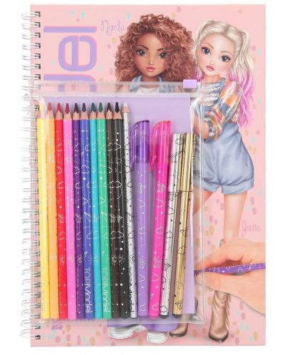 Книжка за оцветяване Depesche TopModel с комплект моливи и химикалки - 1