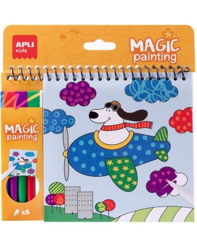 Книжка за оцветяване Apli Kids - с 5 магически маркера - 1