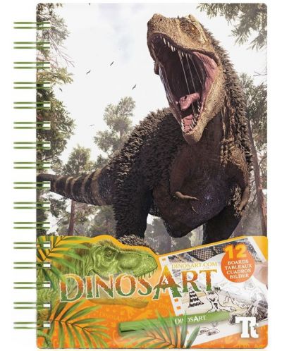 Kнижка за рисуване с фолио DinosArt - Динозаври - 1