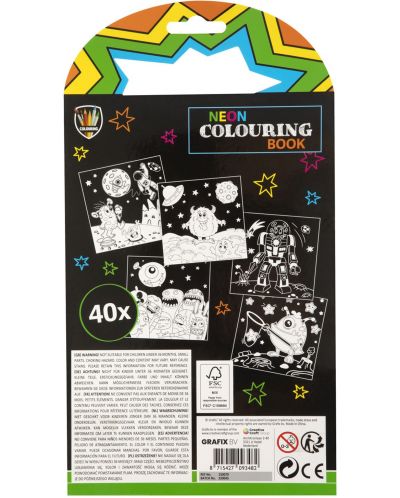 Книжка за оцветяване Grafix - Чудовище, с 5 неонови маркера - 2