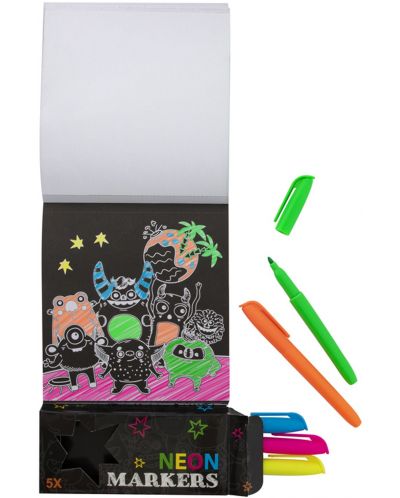 Книжка за оцветяване Grafix - Чудовище, с 5 неонови маркера - 3